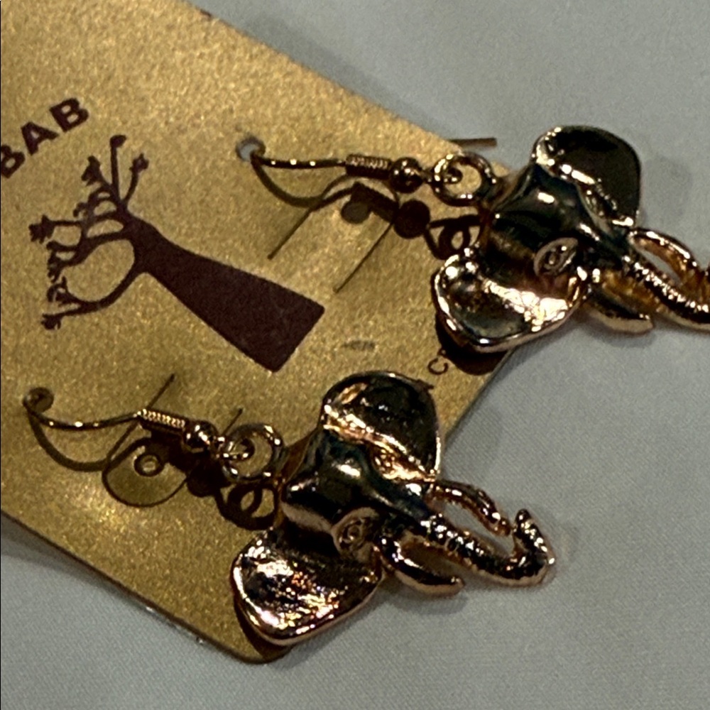 Baobab Collection Gold Elephant Earrings From South Africa.